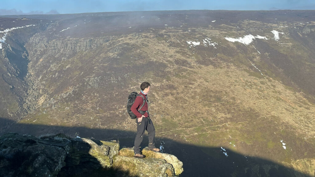 Garmin satellite tracker in peak district mountain range
